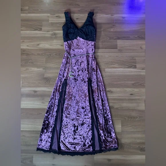 Velvet Burgundy Slit Maxi Dress - Picture 2 of 11